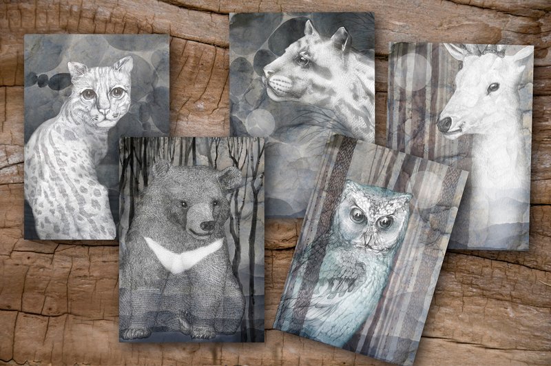 逐梦筑梦  台湾特有山中精灵明信片礼卡 - 卡片/明信片 - 纸 灰色