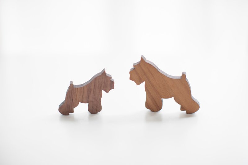 定制化姓名礼物原木深色造型木片 - 雪纳瑞 - 钥匙链/钥匙包 - 木头 咖啡色