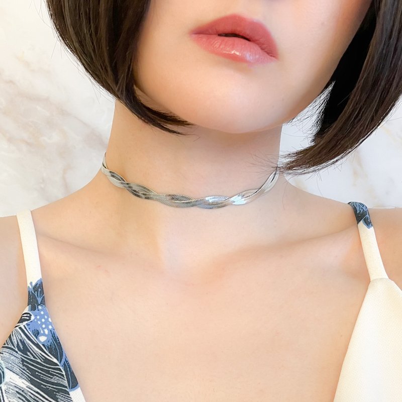 银/宽扭母鸡重生链颈链 SV459S - 颈链 - 其他材质 银色
