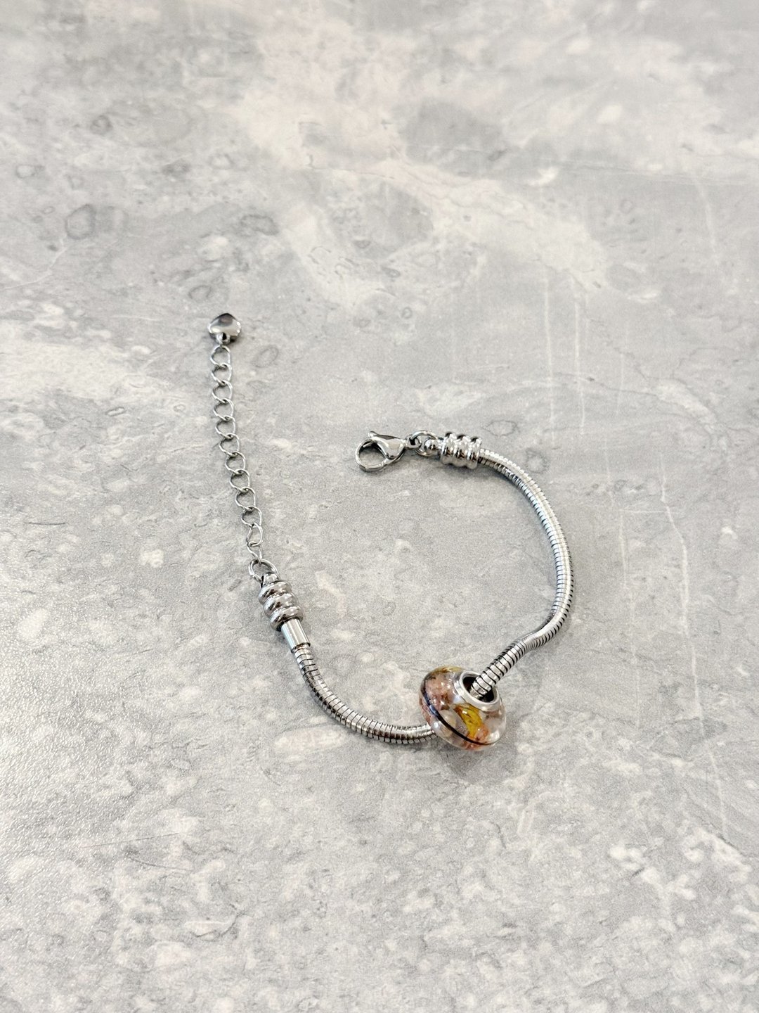 不锈钢 黄粉色潘朵拉 胎毛纪念品 蛇骨链 - 婴儿饰品 - 不锈钢 