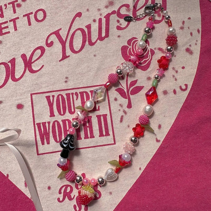 【热卖】甜美士多啤梨淡水珍珠夏日颈链| 欧美风街头混搭 - 颈链 - 玻璃 