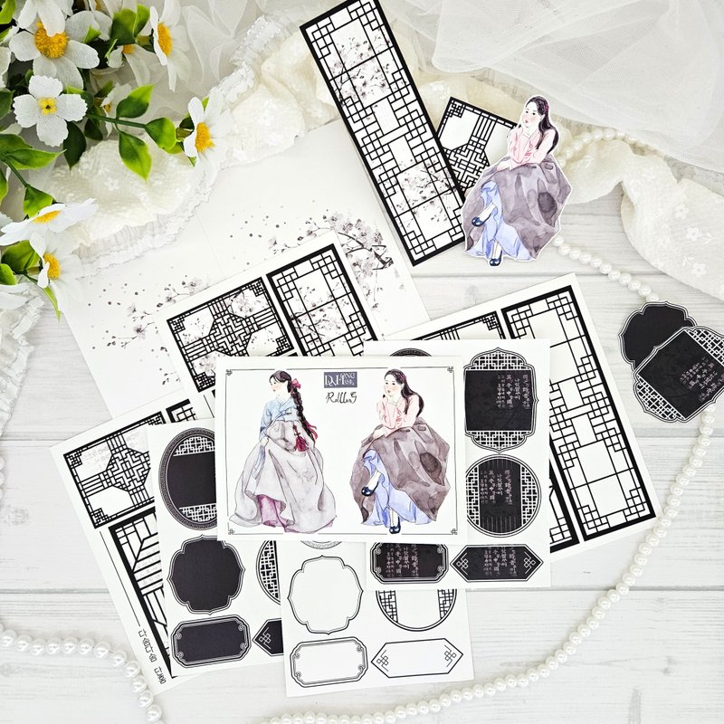 东方花卉包装_DasomDasom_黑色 - 贴纸 - 纸 