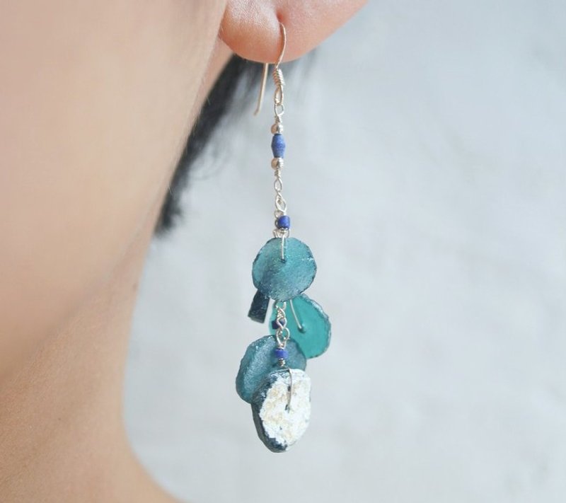 OMAKE罗马玻璃耳环(多片) - 耳环/耳夹 - 玻璃 透明