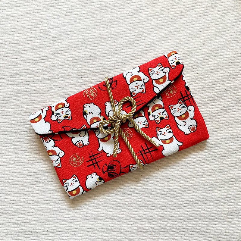 福气 招财猫 红包袋 过新年 红包 压岁钱 布红包袋 - 红包/春联 - 棉．麻 红色
