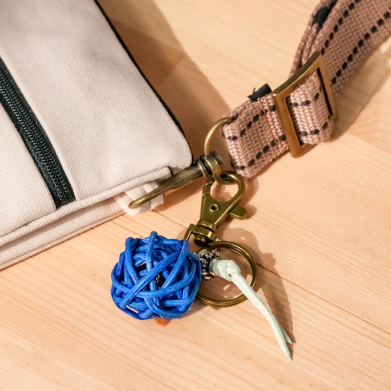 【原风艺站】小福球钥匙圈 | 原住民 族服 台湾印象 - 钥匙链/钥匙包 - 植物．花 蓝色