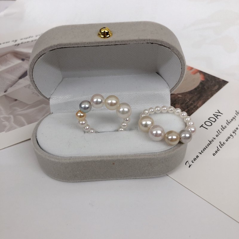 PJ AK+淡水珍珠层次戒指 - 戒指 - 珍珠 