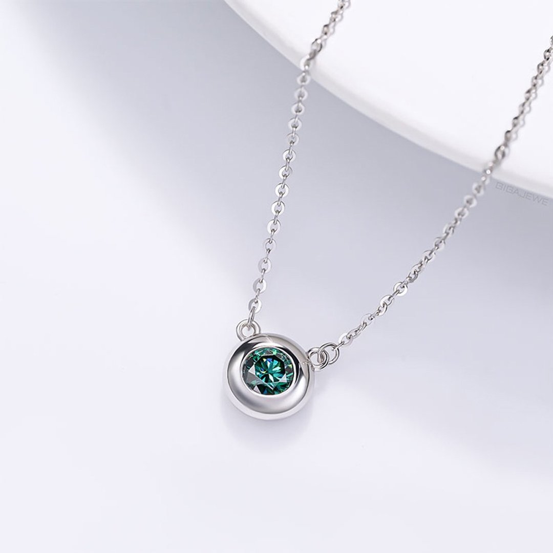 莫桑钻0.5ct 项链  S925银镀18K白金 女孩礼物 - 项链 - 钻石 