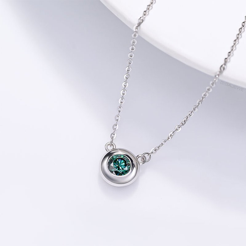 莫桑钻0.5ct 项链  S925银镀18K白金 女孩礼物 - 项链 - 钻石 