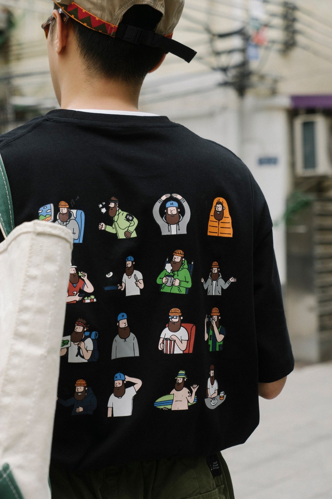 T-SHIRT 重磅面料 男生單身生活印花短袖T恤日系戶外休閒寬鬆剪裁 - 男装上衣/T 恤 - 棉．麻 多色