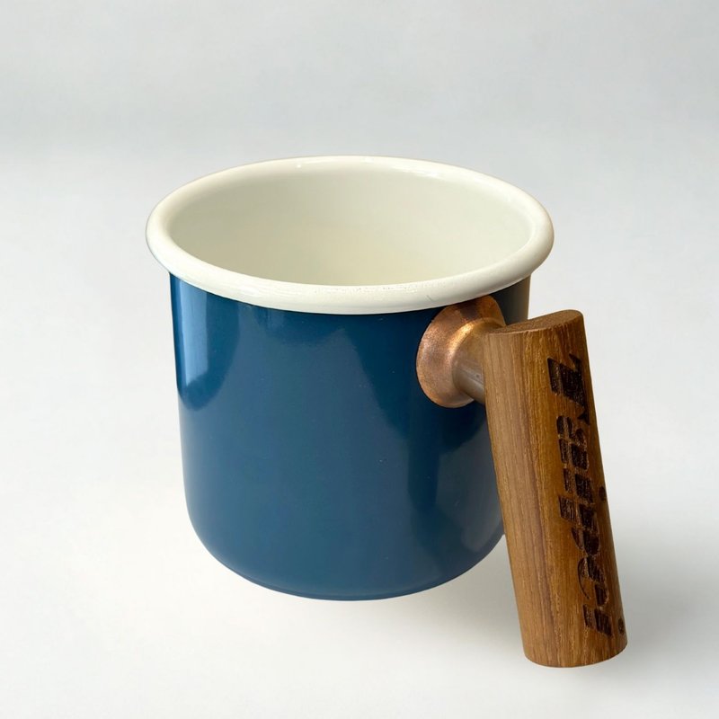 Truvii 柚木把手双色珐琅杯 露营杯 - 波斯蓝 - 其他杯子 - 珐琅 蓝色