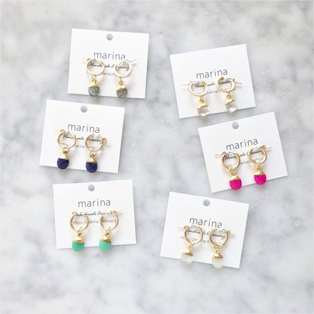 14kgf*AAA Fuchsia pink Chalcedony charmed pierced earring - 耳环/耳夹 - 宝石 粉红色