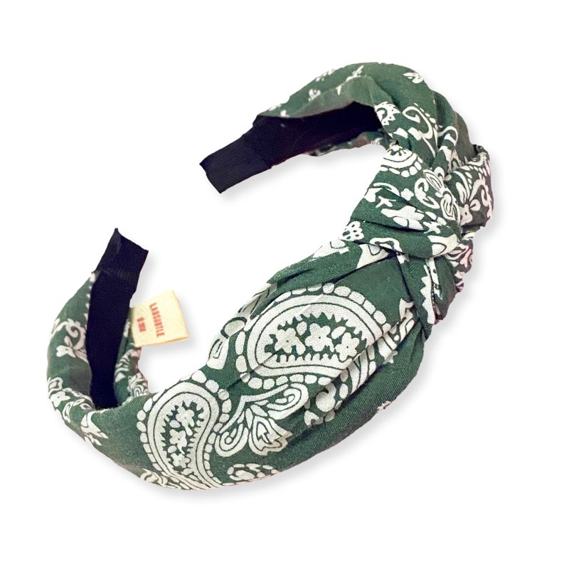 绿色波希米亚风头箍  | 手工头饰 | 复古风格 | 为你增添独特魅力 - 发带/发箍 - 棉．麻 