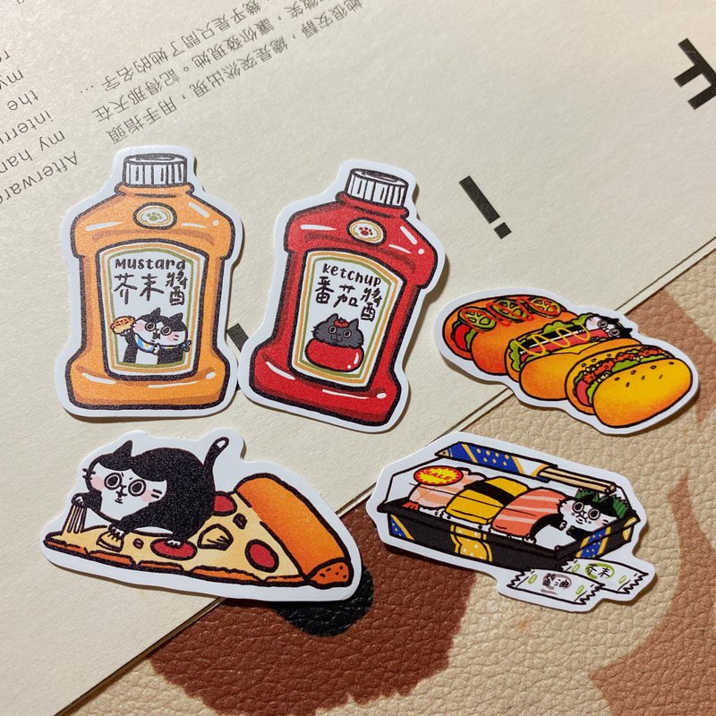 奔驰猫美式美食系列防水小贴纸 - 贴纸 - 防水材质 