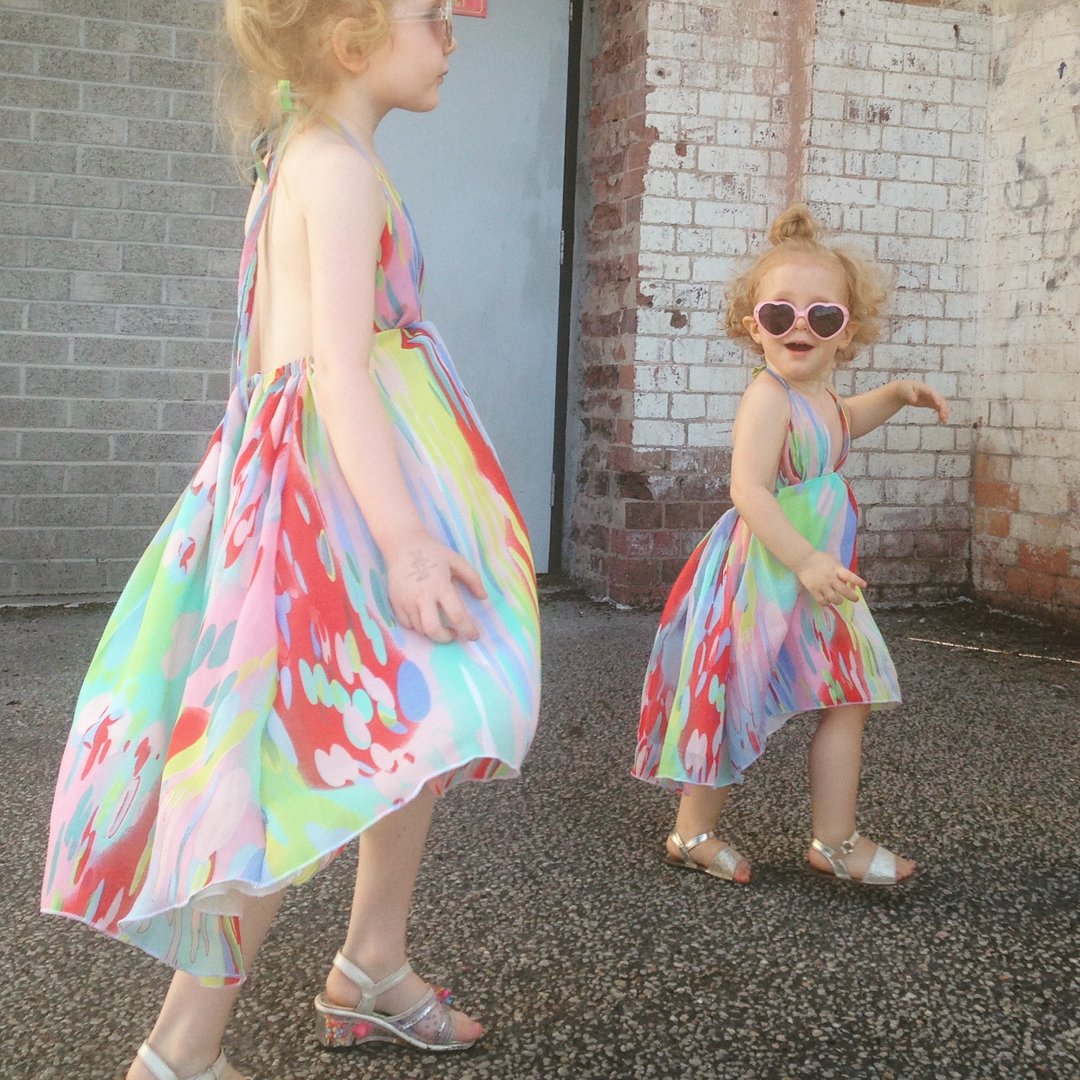 Girls Summer Party Dress in Rainbow - 童装礼服/连衣裙 - 棉 多色
