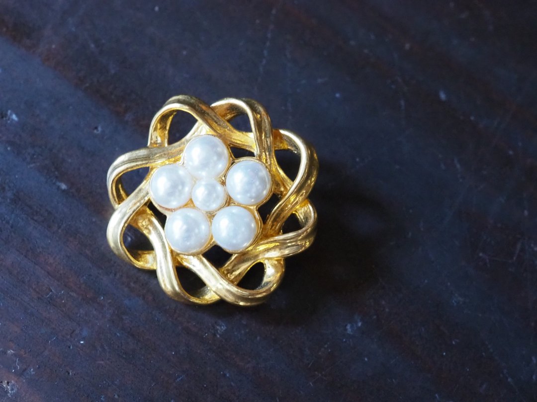 1x 29mm 金属珍珠羁扣，附后孔 - 其他 - 其他材质 金色