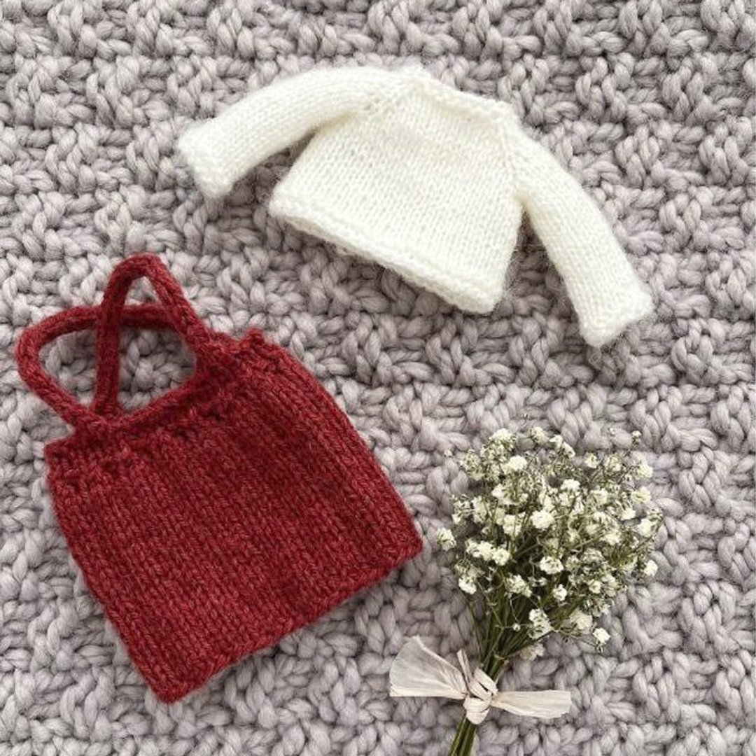 Sweater + Pinafore dress for doll. Knitting pattern. English and Russian PDF. - 手工艺教程/工具书 - 其他材质 