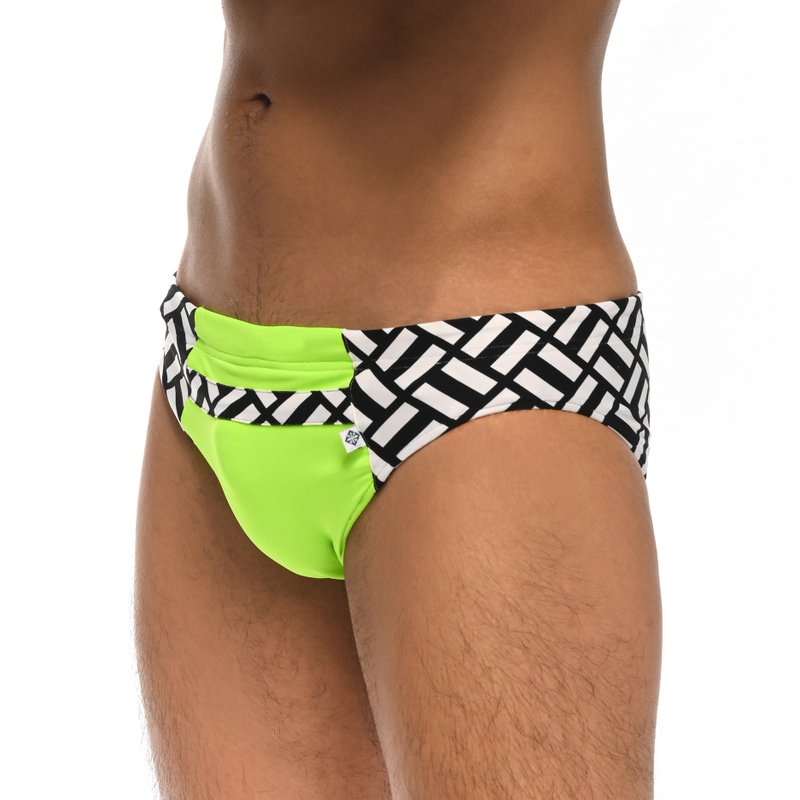 中低腰 三角泳裤 - 格纹绿 - 男装泳裤 - 其他人造纤维 绿色