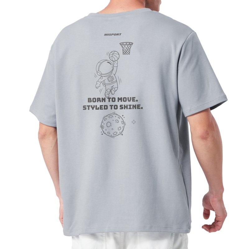 立体机能棉T-运动太空人-大图线条背图款-篮球 机能服 MIT台湾制 - 男装运动衣 - 聚酯纤维 白色