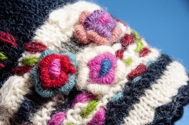 手工编织纯羊毛帽/针织编织帽/内刷毛手织毛帽/毛线帽-北欧芬兰风 - 帽子 - 羊毛 多色