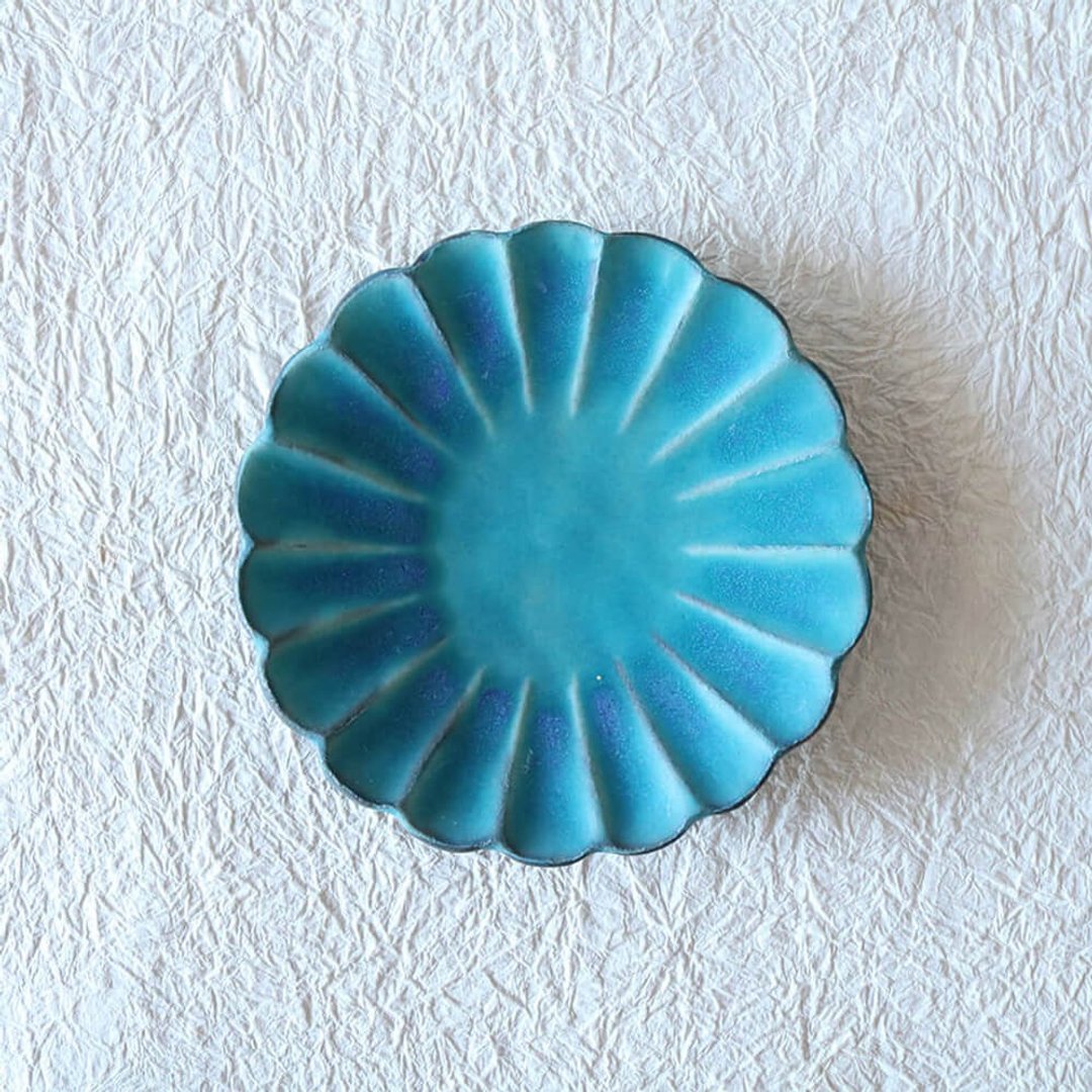 Takatoriyaki  Takatoriyaki  Turkey Blue Uchikomi Rinka Dish - 盘子/餐盘/盘架 - 陶 蓝色