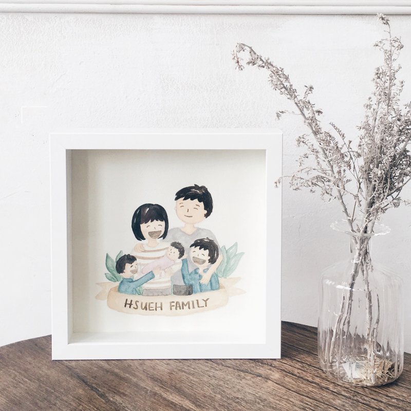 【定制化】手绘水彩插画图+相框 - 订制画像 - 纸 白色