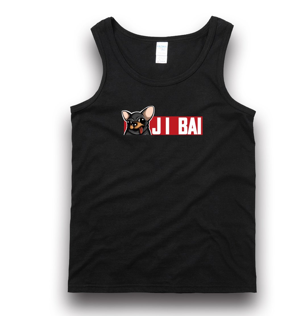 黑吉掰-T-shirt 白/黑/灰/藏青 - 男装背心 - 棉．麻 黑色