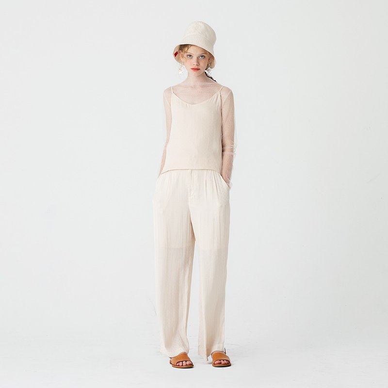 套装 吊带西裤套装 肉粉色小圆点吊带衫两件套 - 女装长裤 - 其他材质 粉红色