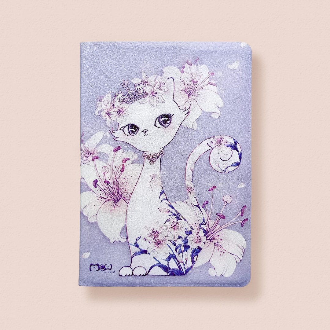 轻巧质感护照套 -  薰衣草紫 • 百合小女王猫 - 护照夹/护照套 - 人造皮革 黄色