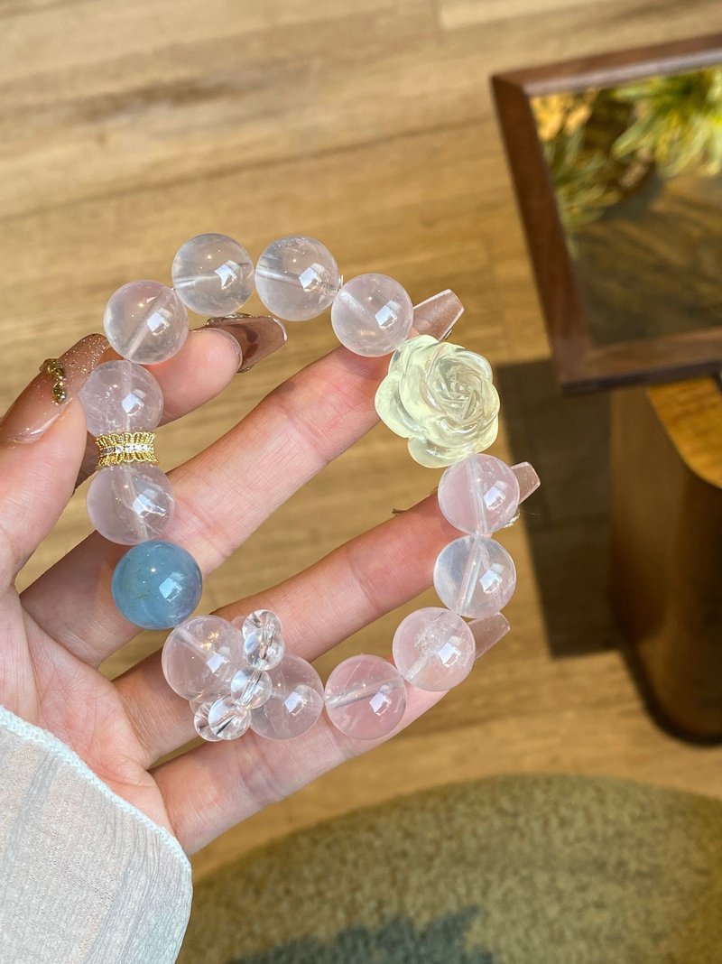 希缪原创设计 好运系列 柠檬晶花莫粉海蓝宝手链 - 手链/手环 - 其他金属 粉红色