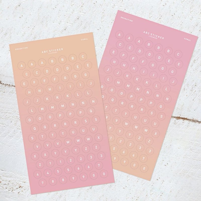 livework-渐层ABC123贴(2入)-珊瑚粉,LWK54203 - 贴纸 - 纸 粉红色