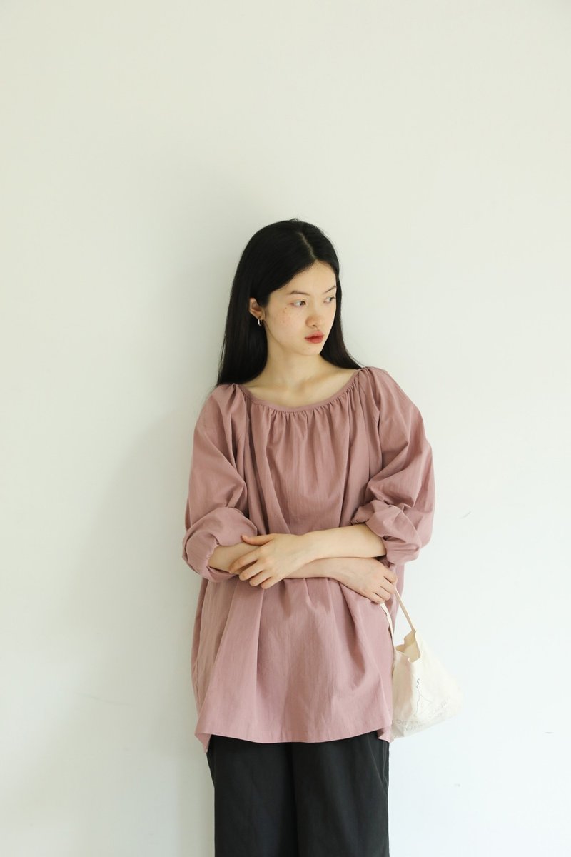 3RD 日产有机棉嫩嫩复古上衣褶皱感娃娃下摆长袖防晒衬衣 - 女装衬衫 - 棉．麻 