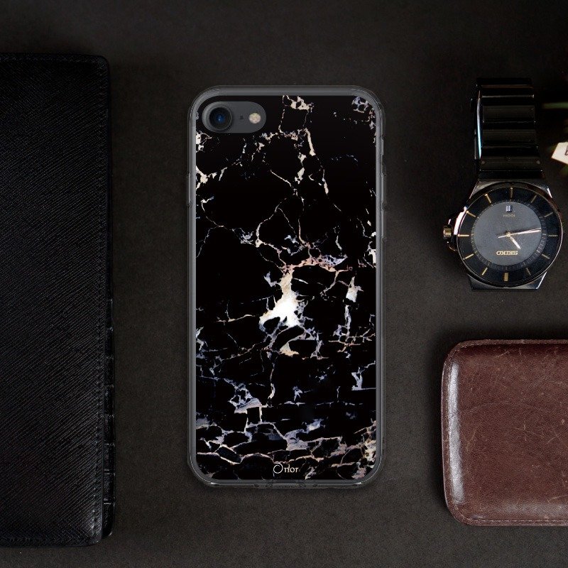 冰晶壳-极地大理石系列【暗潮黑i7  】iPhone非满版保护贴适用-原创手机壳/保护套/防摔壳/电话壳/空压壳 - 手机壳/手机套 - 塑料 黑色