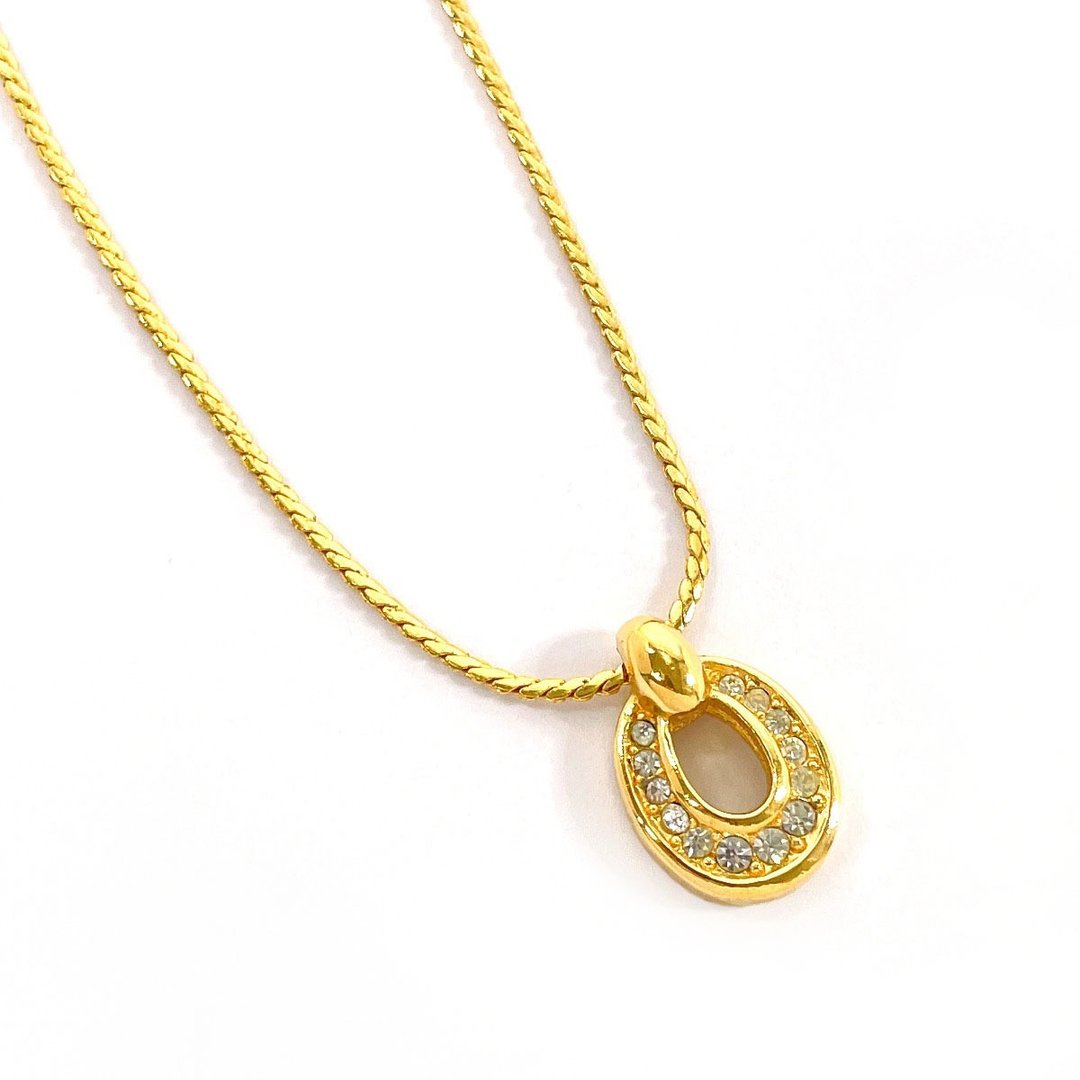 【日本直购．近全新】Christian Dior CD 项链 金属/莱茵石 金色 古董饰品 - 项链 - 贵金属 金色