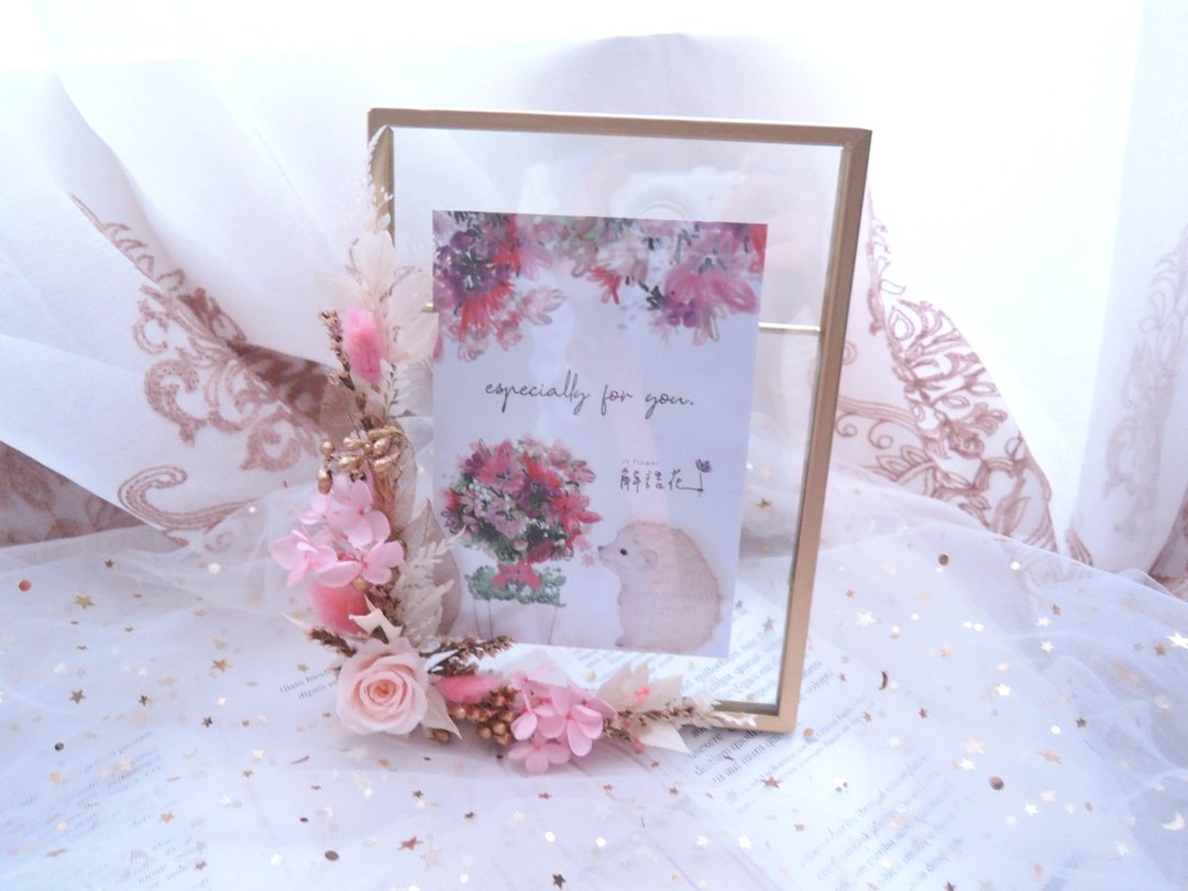 【浪漫花语】婚礼桌摆饰/相框/永生花/送礼 - 画框/相框 - 植物．花 粉红色