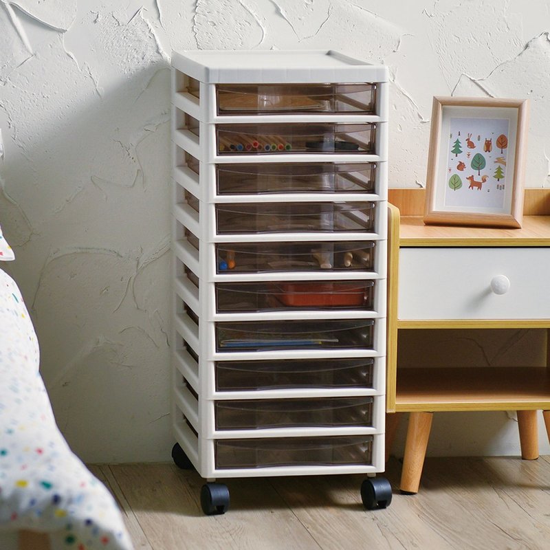 日本JEJ 办公移动式A4文件收纳柜-10小抽 - 收纳用品 - 塑料 多色