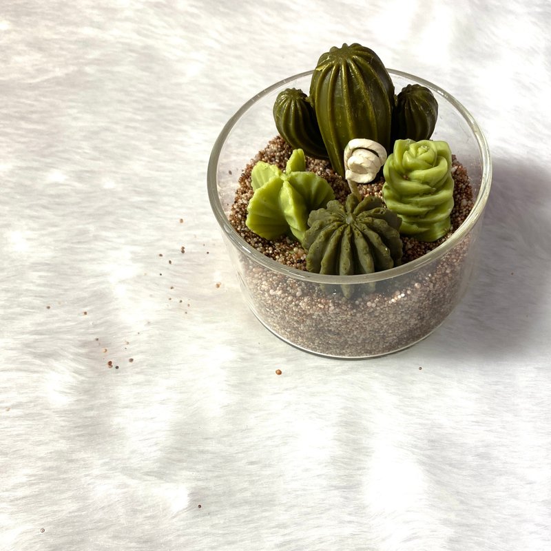 【情绪多肉】疗愈植物蜡烛之我很好只是不想说 - 蜡烛/烛台 - 蜡 绿色