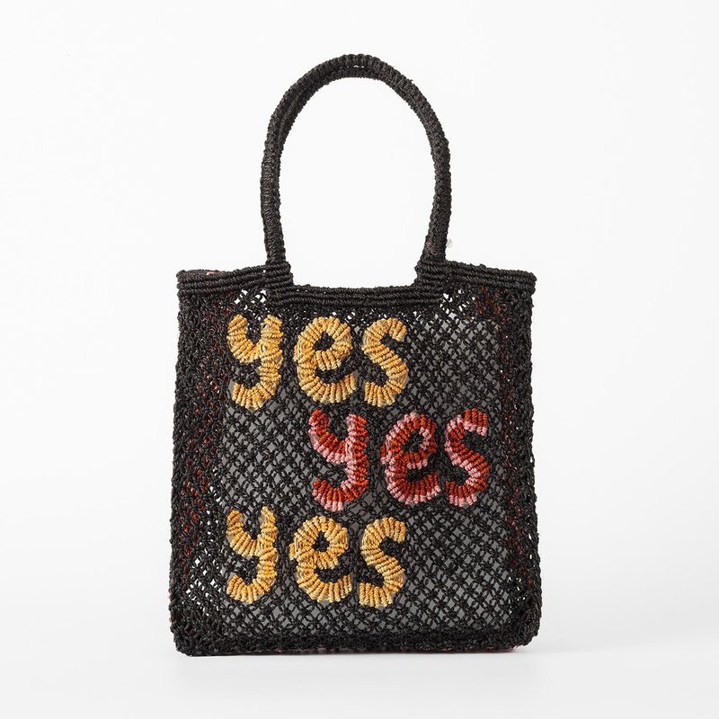 yes yes yes 编织包-Lottie-Black&Multi - 手提包/手提袋 - 棉．麻 黑色