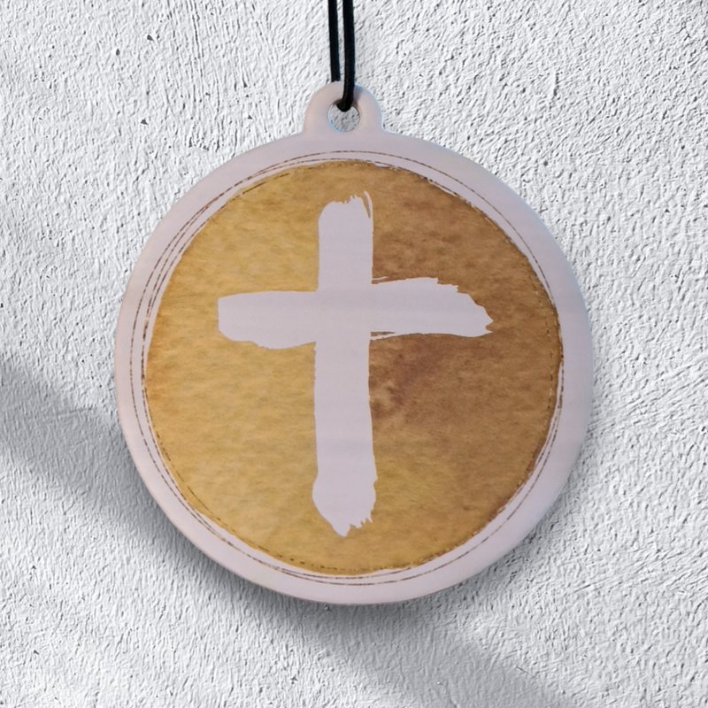十字架小苍兰香氛片吊饰/车用/家用/福音礼品/基督教礼物 - 香薰/精油/线香 - 纸 