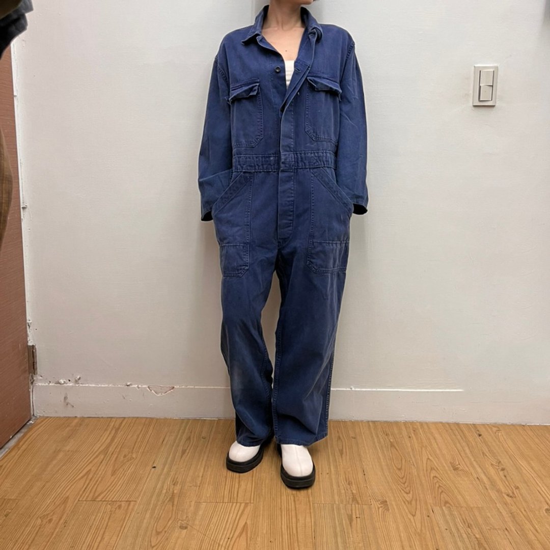 深蓝色 连身工作服 古着 二手 coveralls - 背带裤/连体裤 - 棉．麻 蓝色