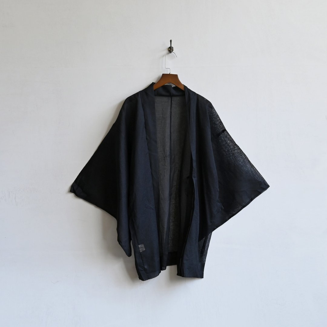【蛋植物古着】洋海之风纱质古着和服羽织 - 女装休闲/机能外套 - 其他人造纤维 黑色