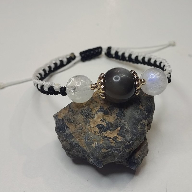 (双色)月光石编织手绳 - 改善人际关系, 增加爱情运 - 手链/手环 - 半宝石 