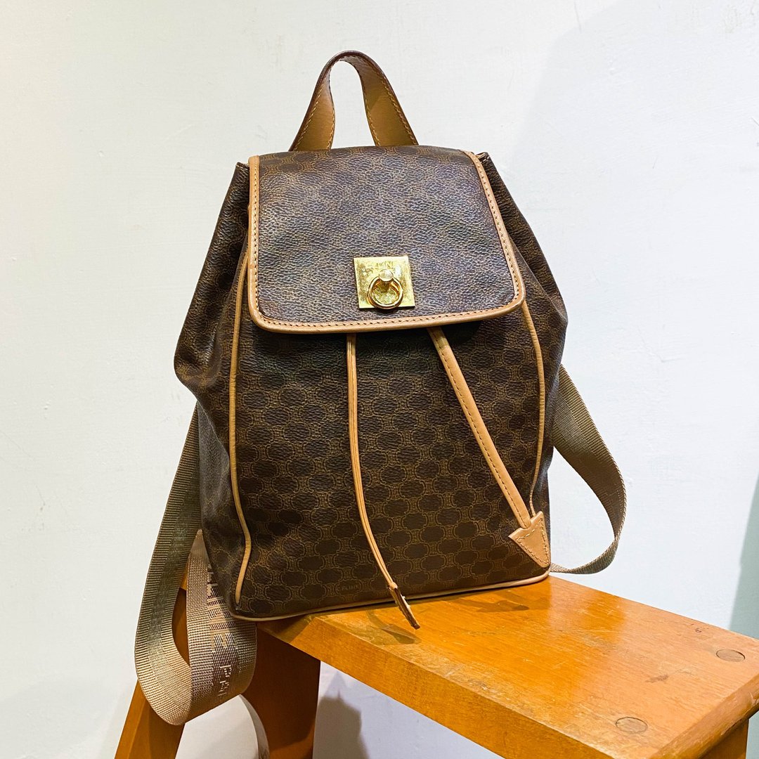 中古赛琳Celine│啡色背包│背囊│真皮│Backpack│情人节礼物 - 后背包/双肩包 - 真皮 咖啡色