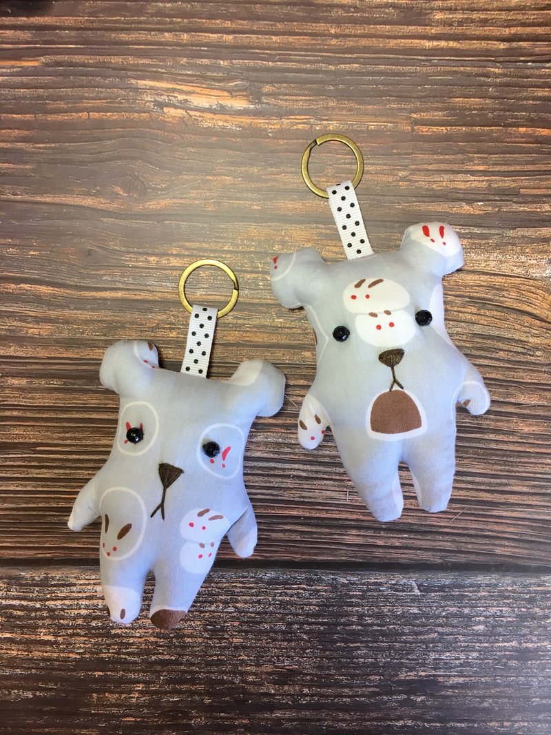 +红豆麻糬+熊熊钥匙圈 - 吊饰 - 棉．麻 灰色