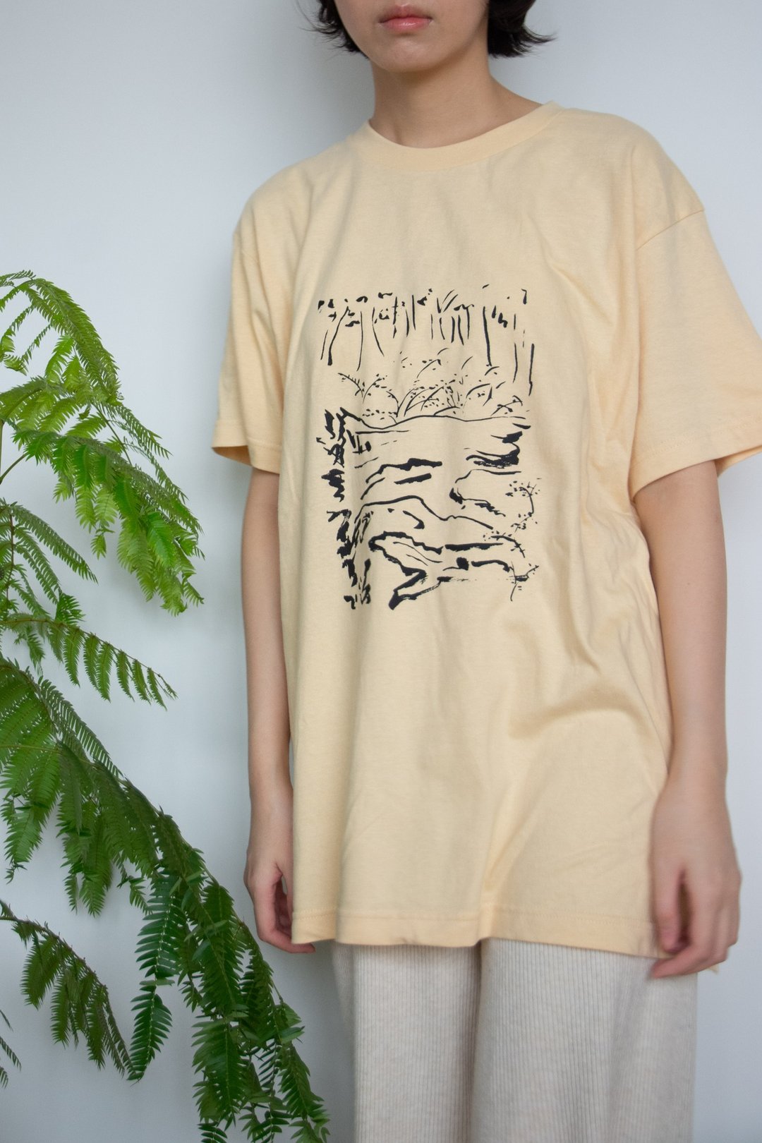 T shirt 野 - 女装 T 恤 - 棉 卡其色