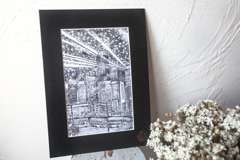 【加密明信片】中环海滨-旅游礼物/装饰画卡/手绘风 - 卡片/明信片 - 纸 多色