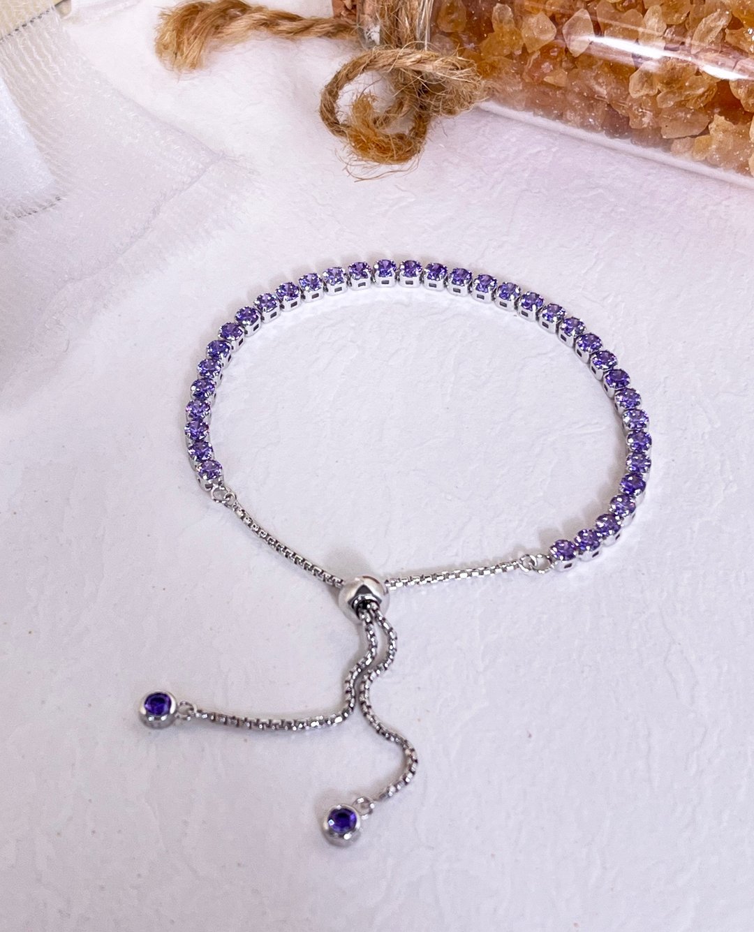 BOLO 链条 紫水晶 3MM 银饰 25cm 手链 - 手链/手环 - 纯银 