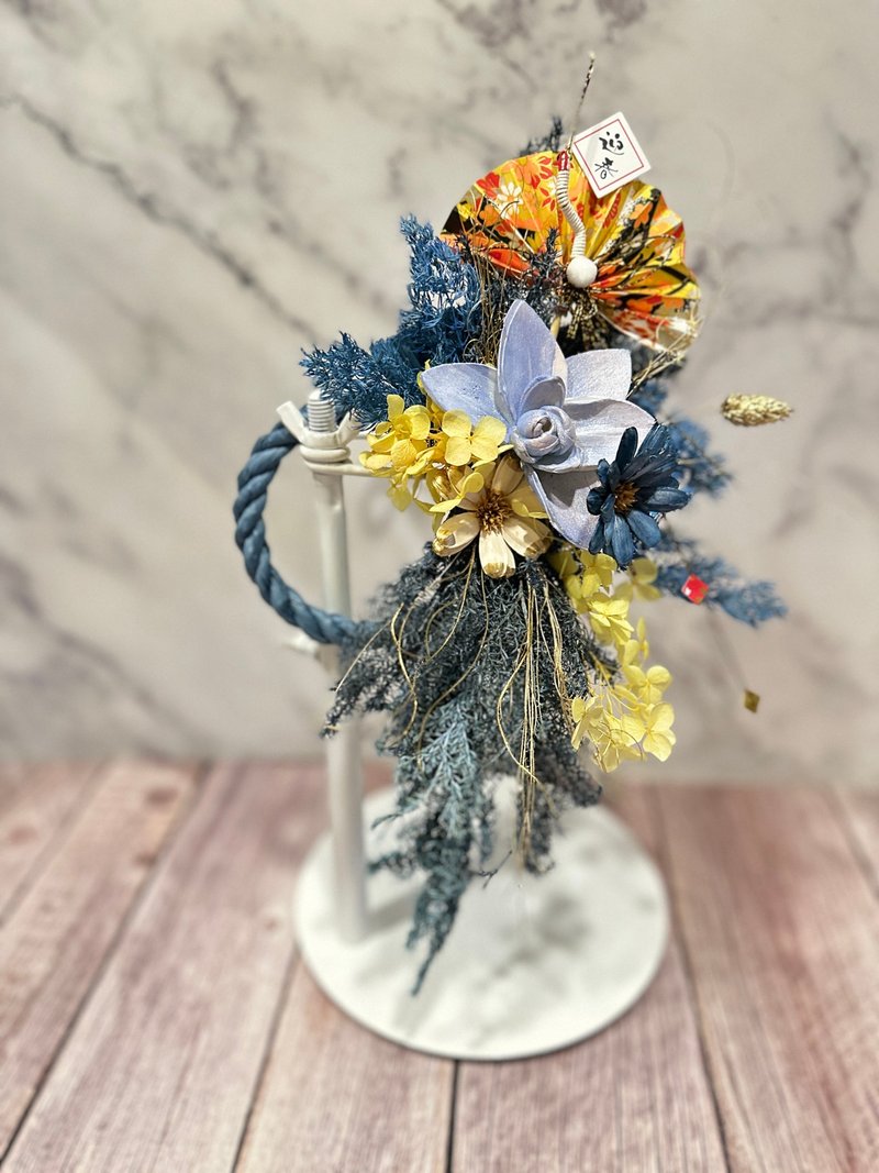 织梦蓝羽 鹤鸣 蓝色系注连绳 - 干燥花/捧花 - 植物．花 蓝色