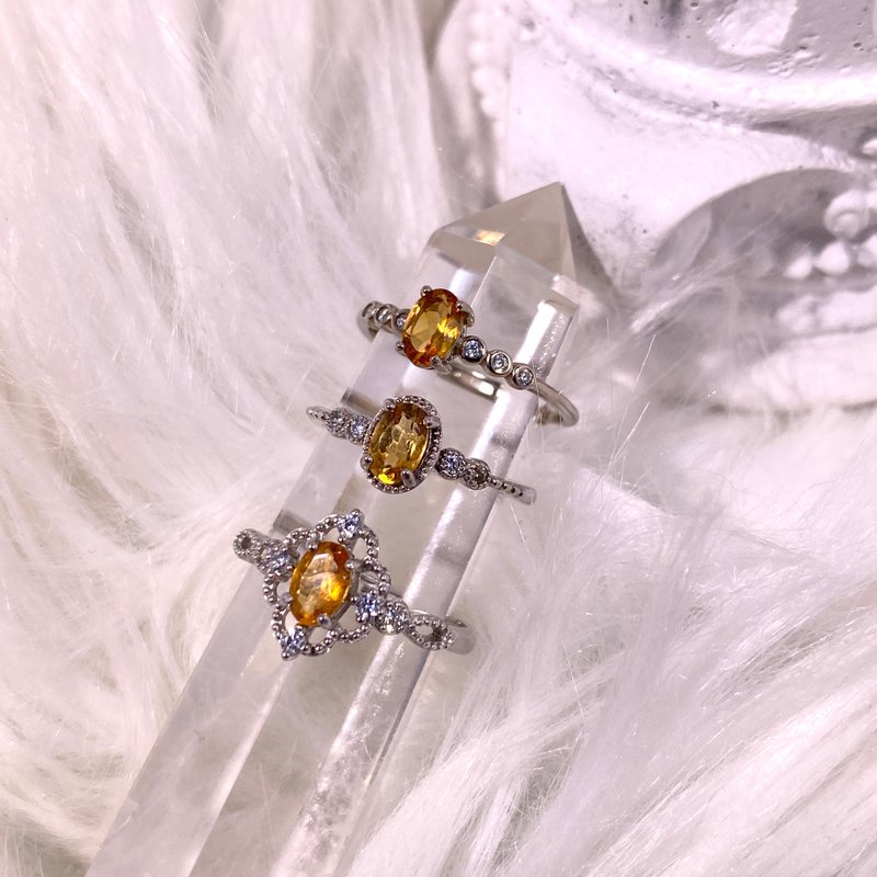 精选三枚黄水晶招财戒 一物一拍 现货售完为止 天然黄水晶 纯银戒 - 戒指 - 宝石 黄色