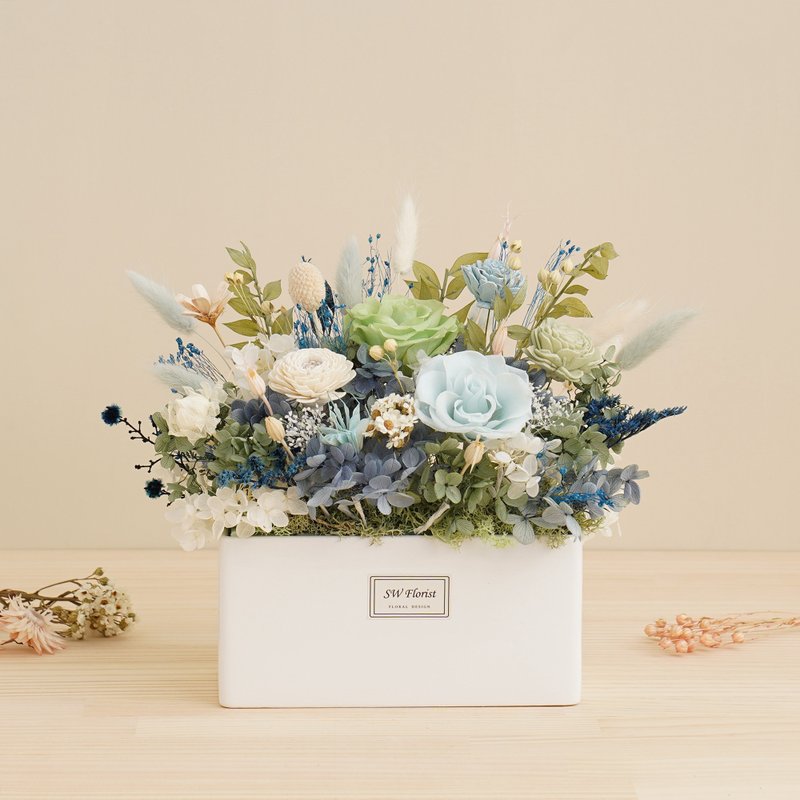 浅蓝色天蓝色-宁静湖畔-干燥花盆栽-开幕盆栽-乔迁礼物 - 干燥花/捧花 - 植物．花 蓝色