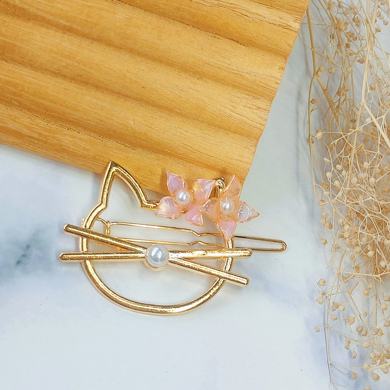 好质感绣球花金属猫头造型发夹 时尚宝石胶树脂发夹 - 发饰 - 其他金属 蓝色